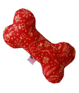 Plush Bone Dog Toy - Red Holiday Whimsy
